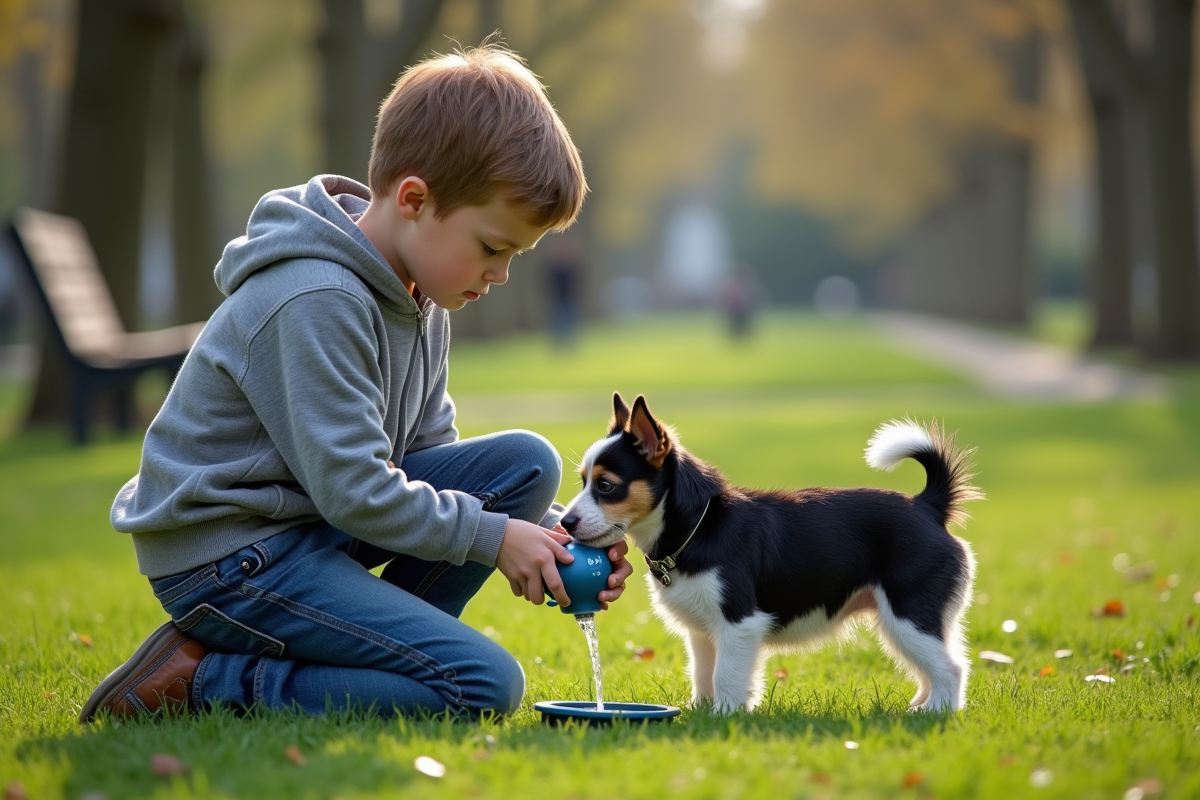 Garçon donnant de l