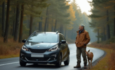 Homme en extérieur regarde un chevreuil au bord de la route